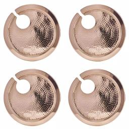 Old Dutch Hammered Copper Buffet Plates with Wine Glass Holder, Set of 4 thumbnail 1