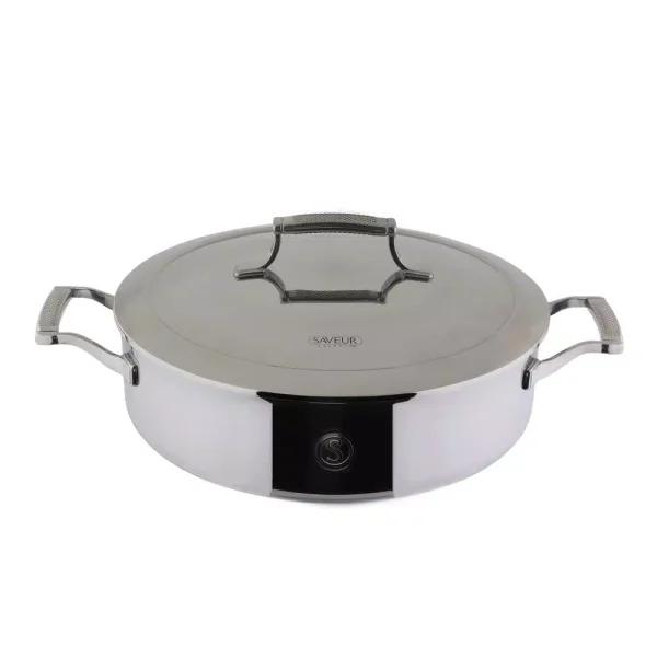 Saveur Selects 5 qt. Tri-Ply Stainless Steel Saute Pan with Lid