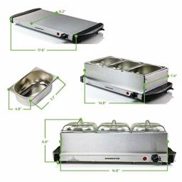 Ovente FW153W 3-Tray Buffet Server with Stand-Alone Warming Tray, Stainless Steel thumbnail 3