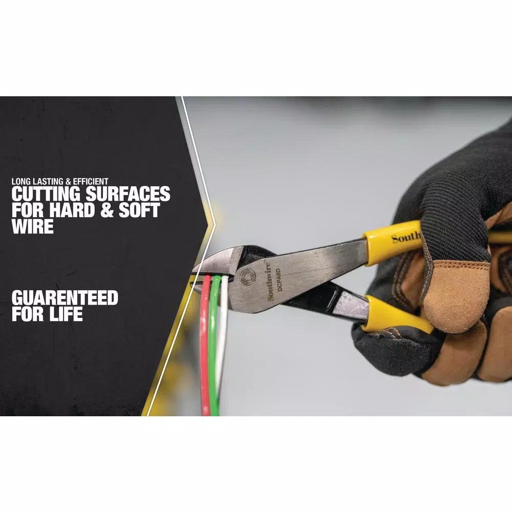 Southwire 8 in. High-Leverage Angled Head Diagonal Cutting Pliers with Dipped Handles