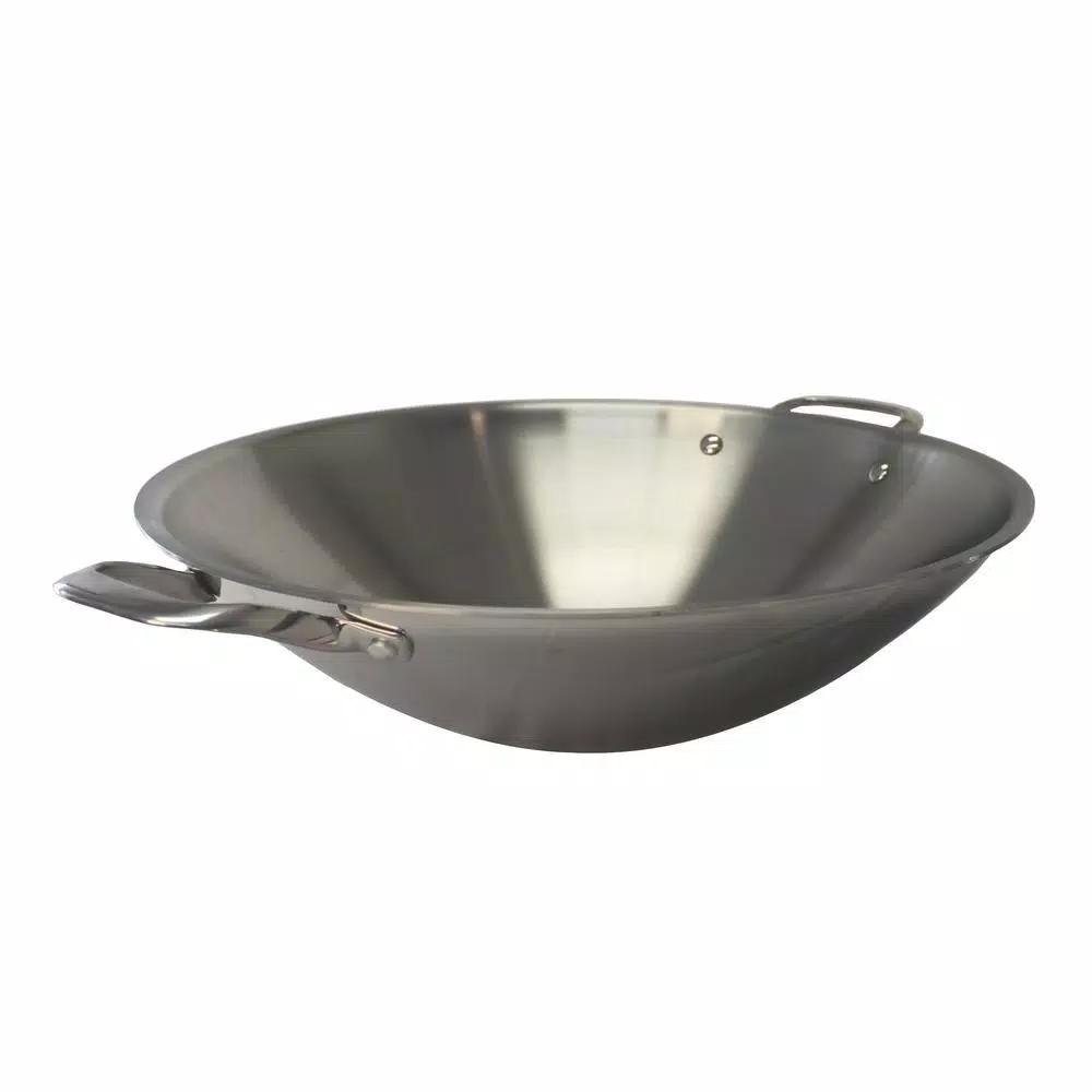 SPT 16.5 in. Stainless Steel Tri-Ply Wok with Lid, Induction Ready