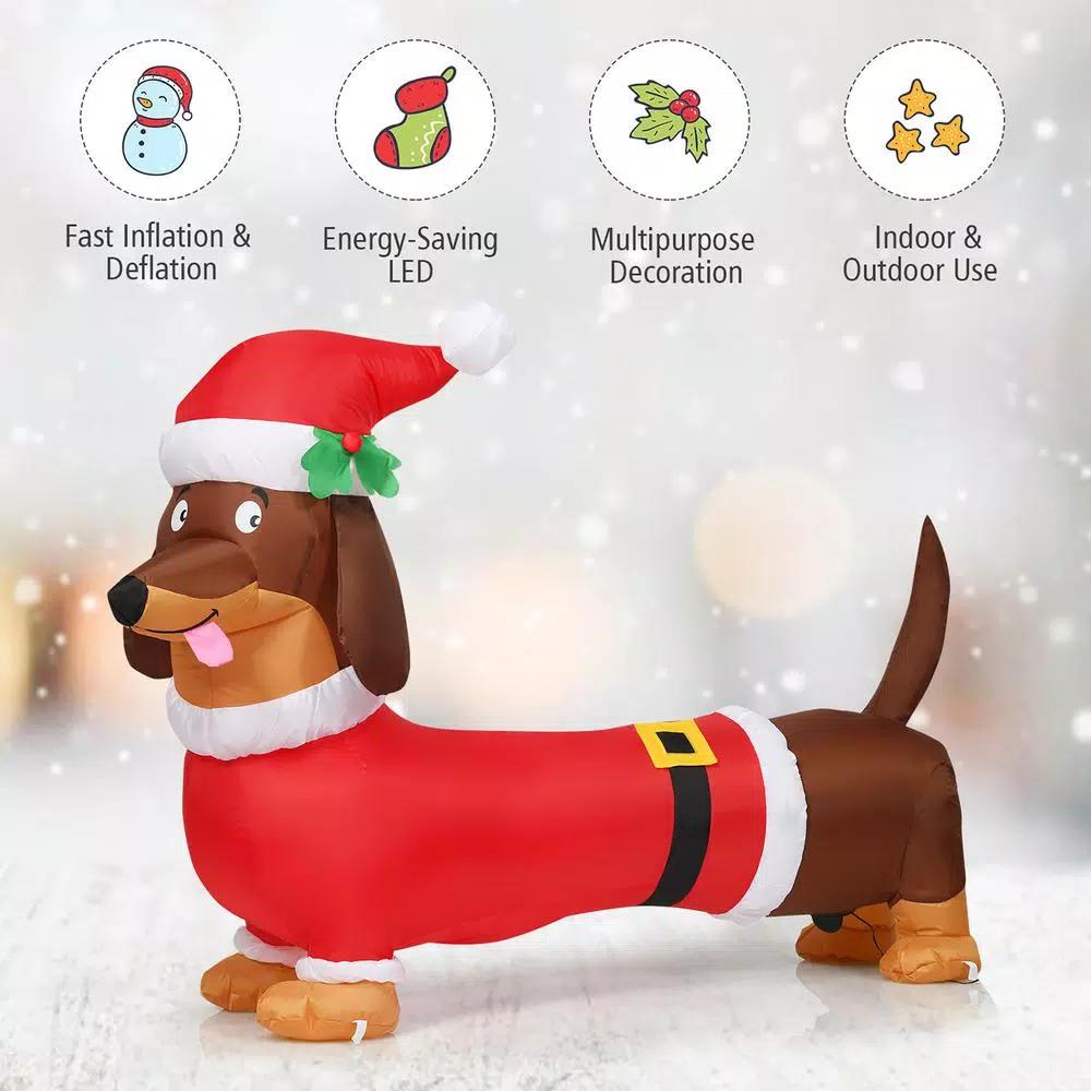 Costway 5 ft. Christmas Inflatable Dog with LED Lights and Waterproof Fan