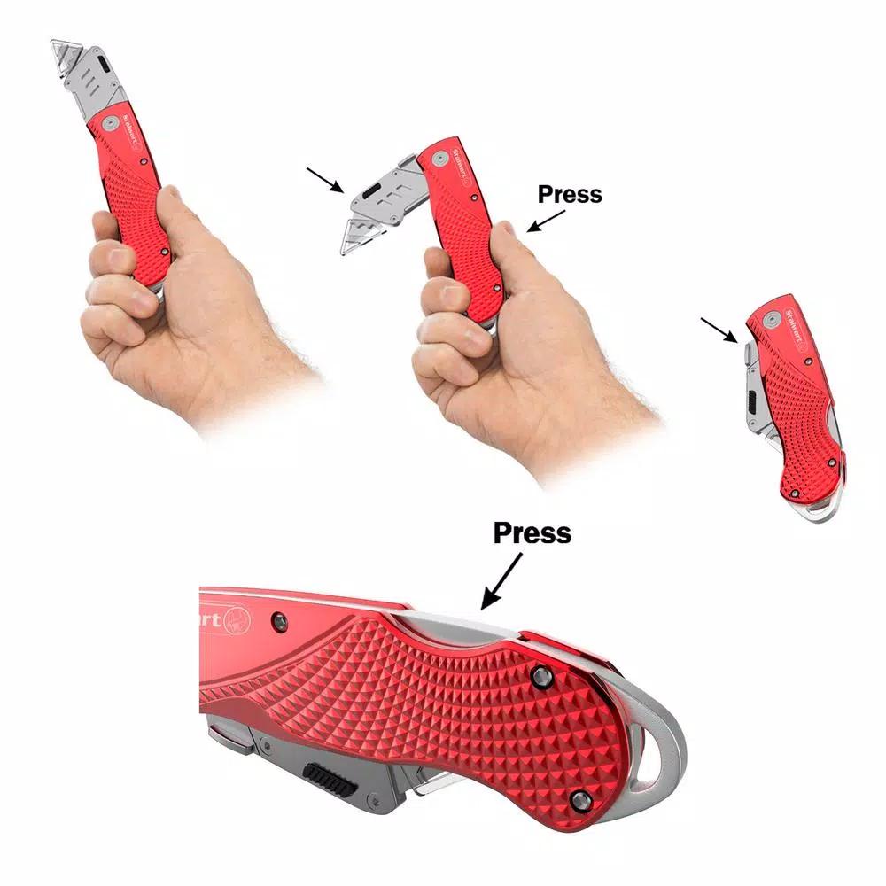 Stalwart Retractable Aluminum Utility Knife Set with 10 Replacement Blades, 2-Pack
