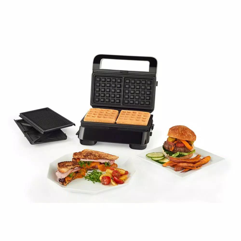 DeLonghi De'Longhi Livenza Compact 3-in-1 Indoor Grill, Sandwich Maker & Waffle Maker, 50 sq. in., Stainless Steel