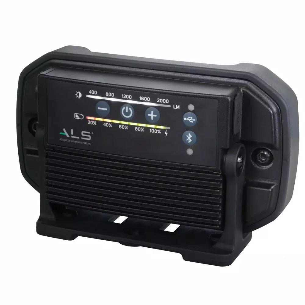 Advanced Lighting Systems 2000 Lumens LED Rechargeable Bluetooth Audio Work Light with Power Bank