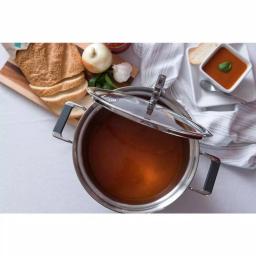CookCraft by Candace 8 qt. Tri-Ply Stainless Steel Stock Pot with Patented Latch Glass Lid thumbnail 3