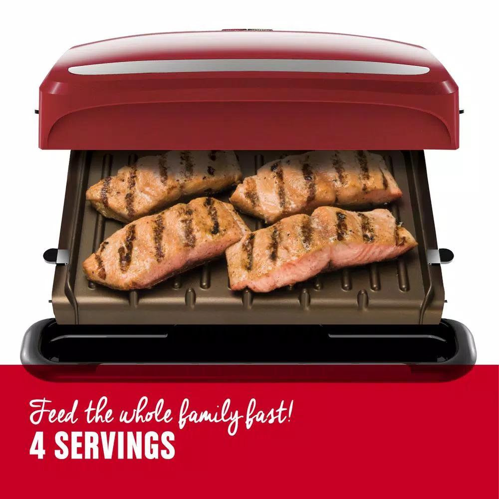 George Foreman GRP360R 60 sq. in. Indoor Countertop Grill and Panini Press, Red