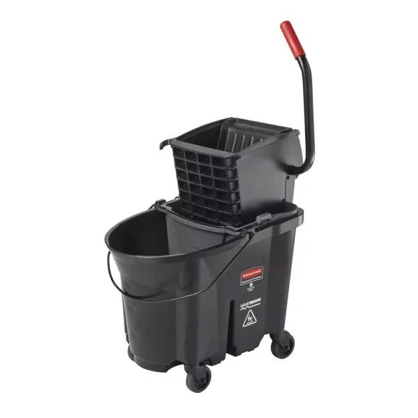Rubbermaid Commercial Products Executive WaveBrake 35 Qt. Black Side Press Mop Bucket and Wringer Combo