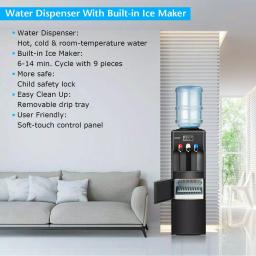 Costway Top Loading Water Dispenser with Built-In Ice Maker, Hot & Cold Tri-Temp Water Cooler, Black thumbnail 5