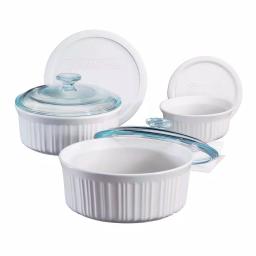 Corningware French White 6-Piece Ceramic Bakeware Set with Lids thumbnail 2