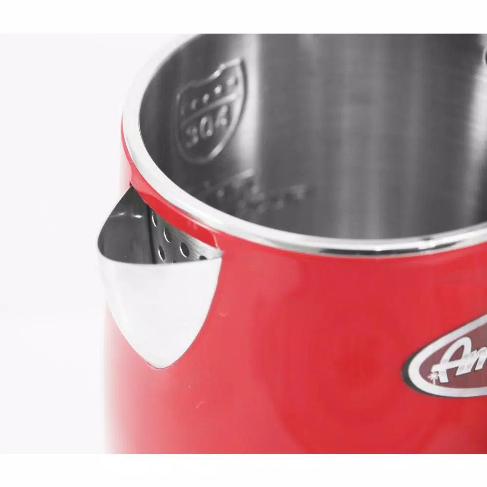 Americana 1.7L Red Cool Touch Stainless Steel Electric Kettle with Temperature Gauge