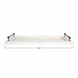 3R Studios Classic Distressed Wood Decorative Tray with Metal Handles, Rectangle thumbnail 3