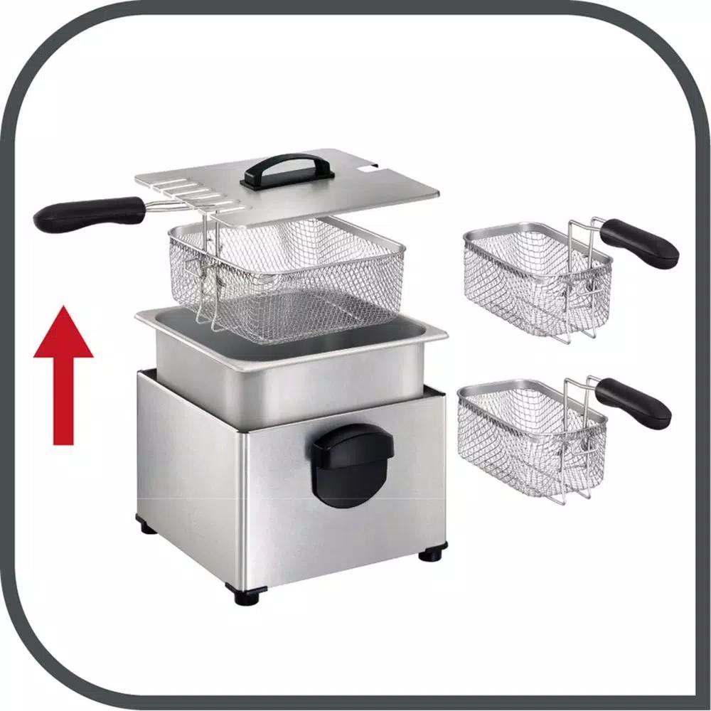 T-fal Triple-Basket Deep Fryer, 4L Capacity, Stainless Steel with Adjustable Thermostat