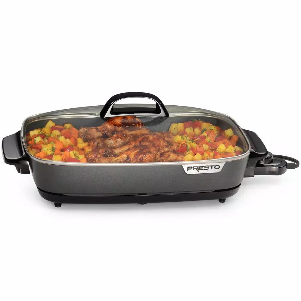 Presto SlimLine 16 in. Black Non-Stick Electric Skillet with Heavy Cast Aluminum Pan
