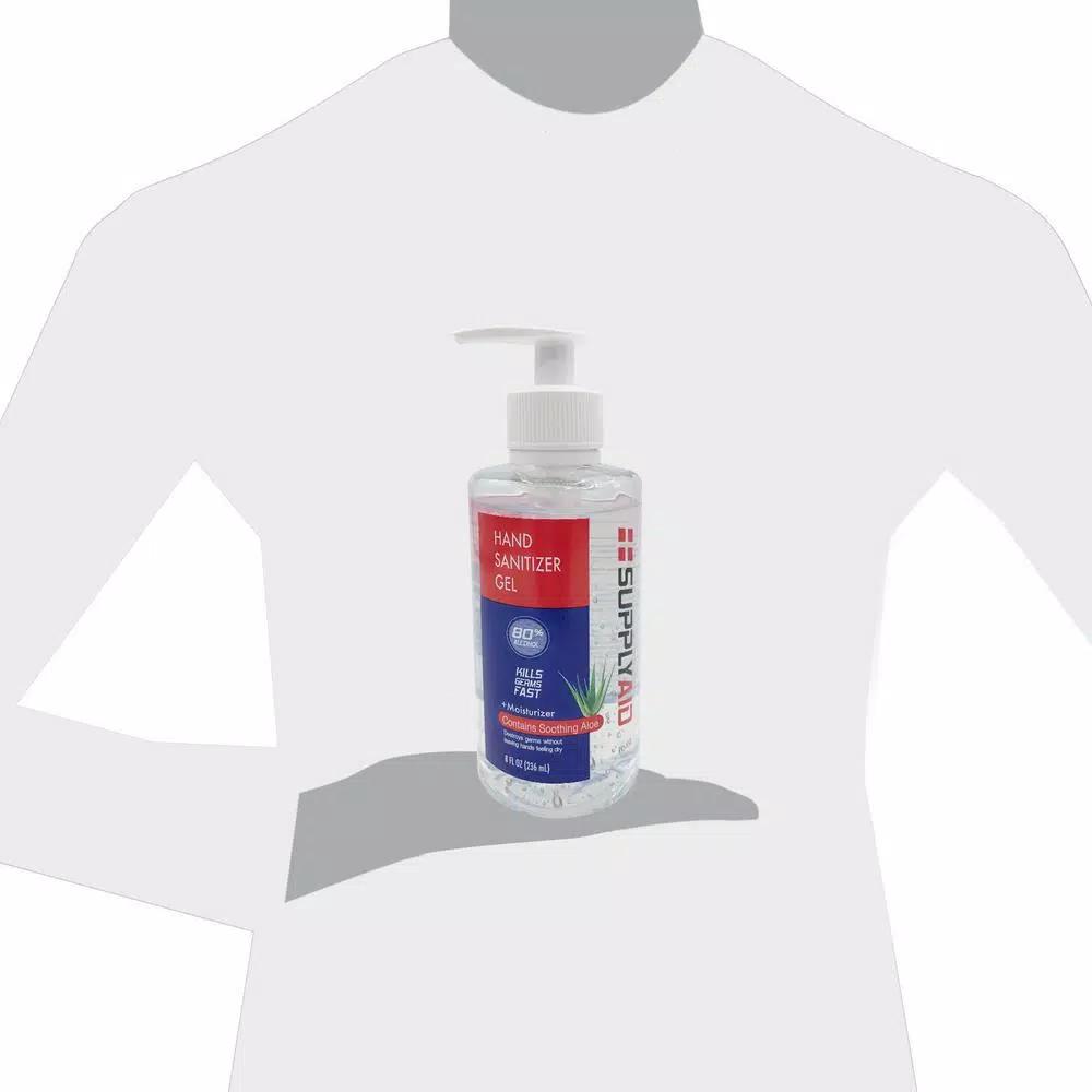 SupplyAID 8 oz. Hand Sanitizer Gel with 80% Ethyl Alcohol and Soothing Aloe Vera