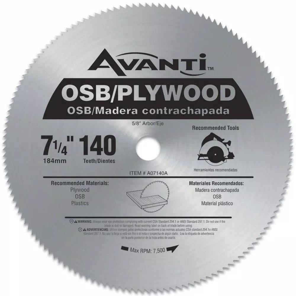 Avanti 7-1/4 in. 140-Teeth Circular Saw Blade for OSB, Plywood, and Plastics