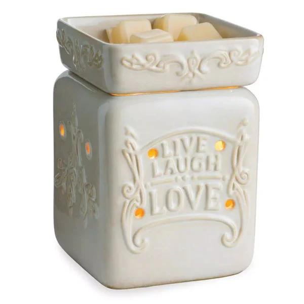 Candle Warmers Etc Live Well Illumination Fragrance Warmer, 8.8 in Ivory Reactive Glazed Wax Melt Warmer