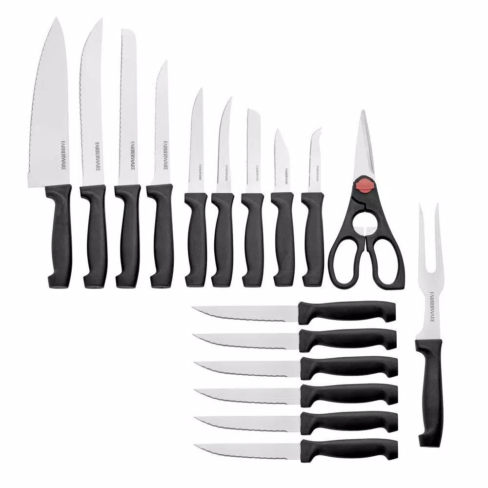 Farberware 18-Piece Tri-Star Handle Cutlery Set with Wood Block