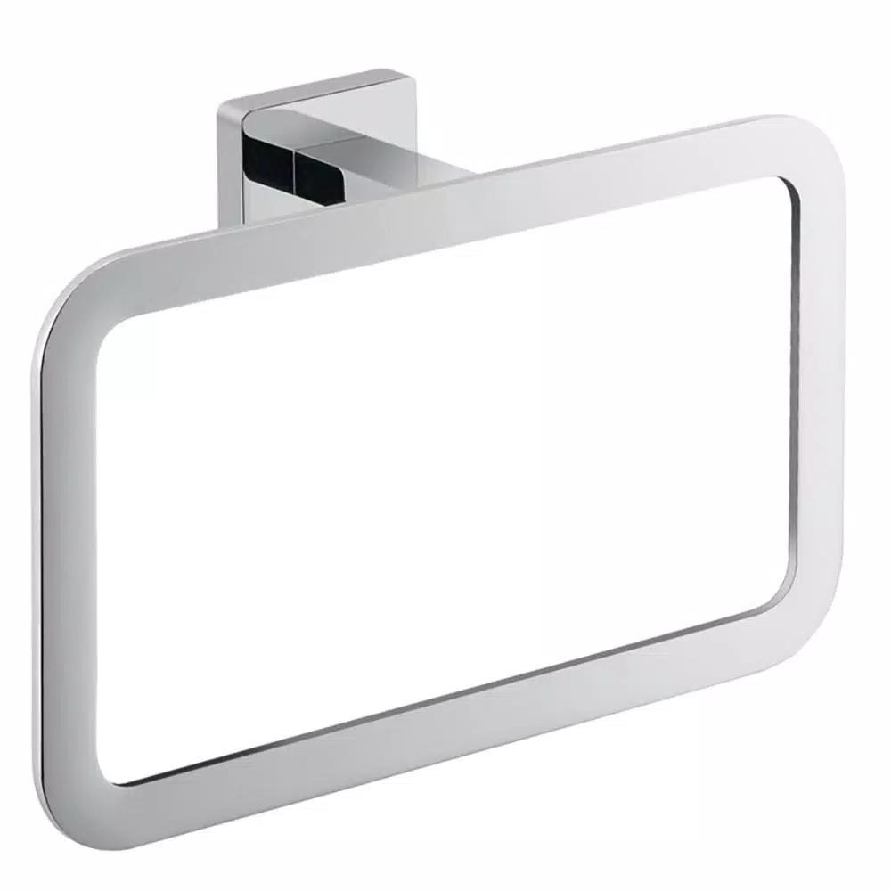 Nameeks Atena Wall Mounted Square Towel Ring in Chrome by Gedy