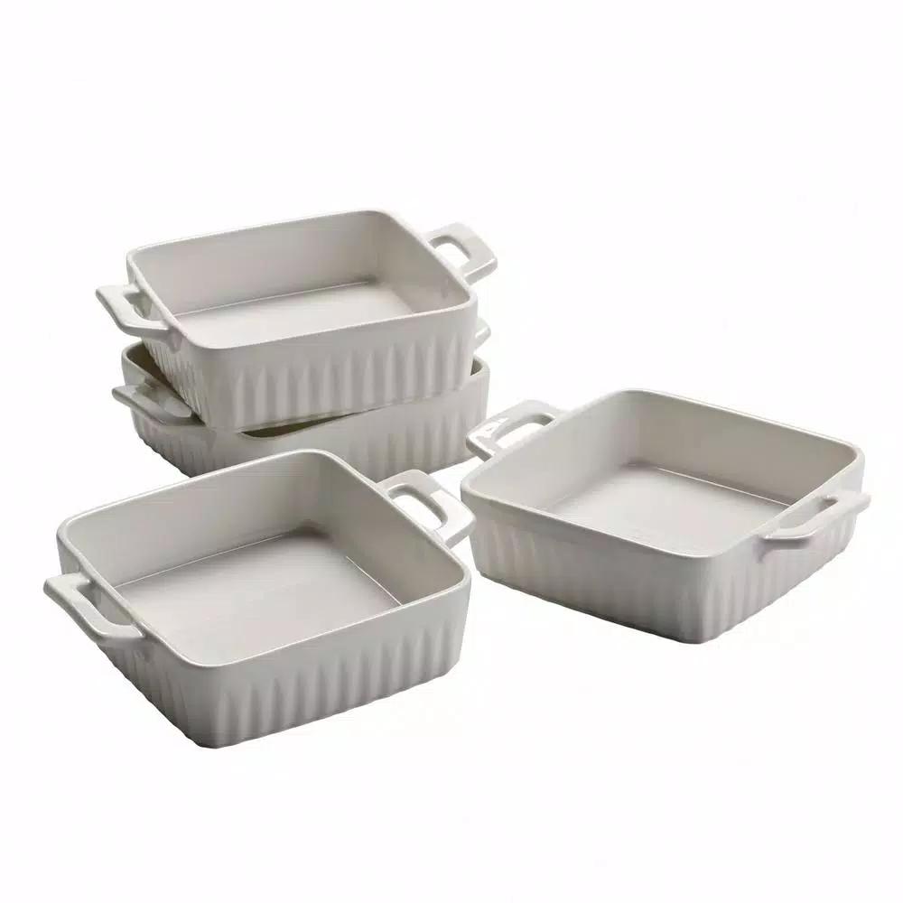 Over and Back Nolita Small Porcelain Baker Dishes, Set of 4, White