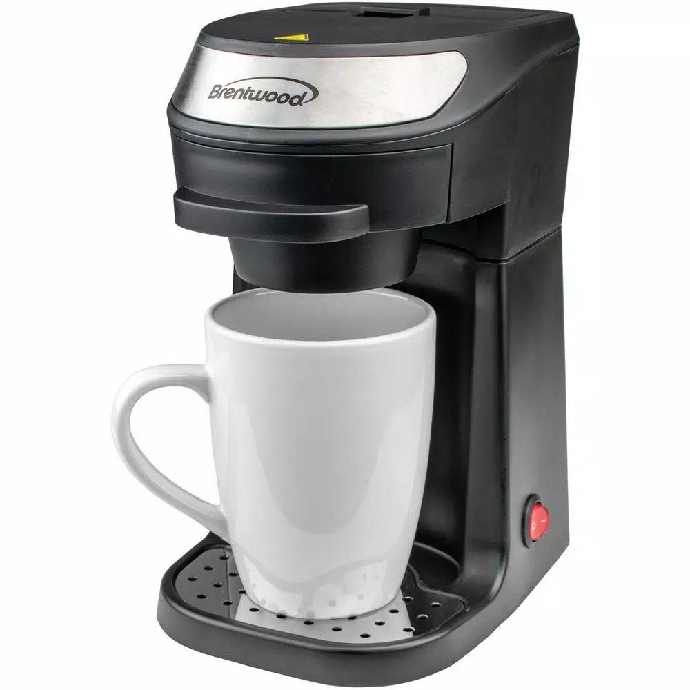 Brentwood Appliances TS-111BK Single Serve Coffee Maker with 12 oz. Porcelain Mug, Black