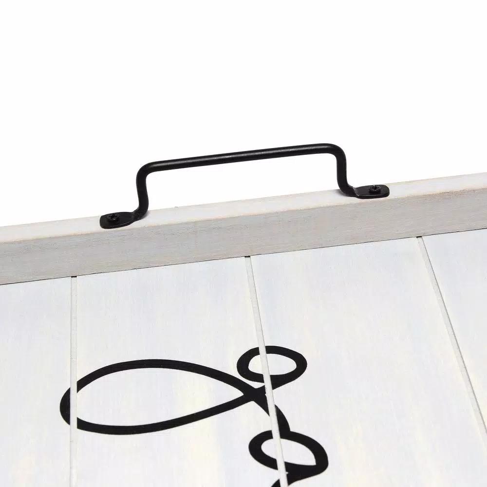 Elegant Designs Gather Gray Wash Decorative Wood Serving Tray with Black Metal Handles