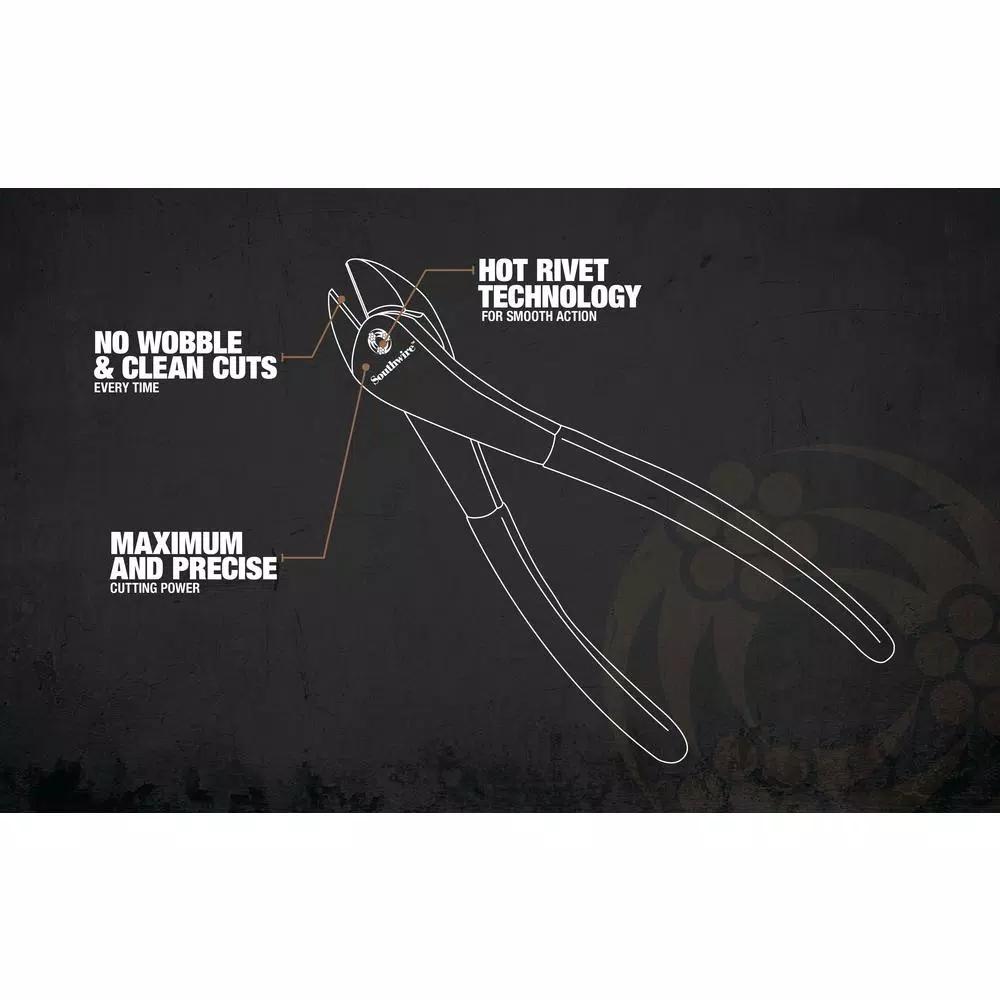 Southwire 8 in. High-Leverage Angled Head Diagonal Cutting Pliers with Dipped Handles