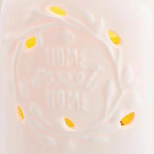 Candle Warmers Etc 8.8 in. White Mason Jar Porcelain Fragrance Warmer with 'Home Sweet Home' Design