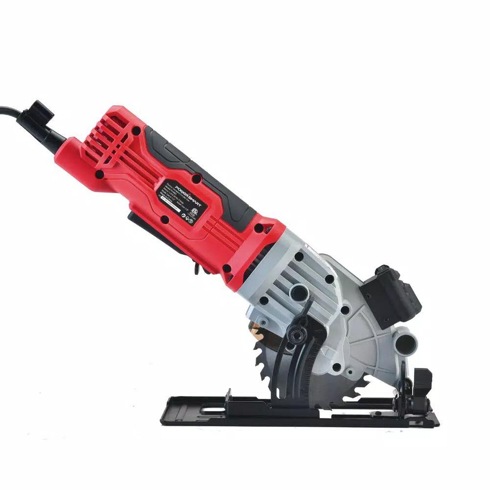 PowerSmart 4-1/2 in. 4 Amp Corded Compact Circular Saw with Laser and 24-Tooth Carbide Blade