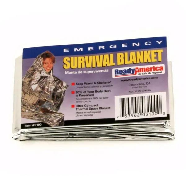 Ready America Emergency Survival Blankets, 25-Pack Thermal Mylar Space Blankets for First Aid Kits