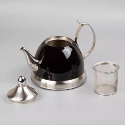 Creative Home Nobili-Tea 1.0 Qt. Stainless Steel Tea Kettle with Removable Infuser Basket, Filter Black thumbnail 5