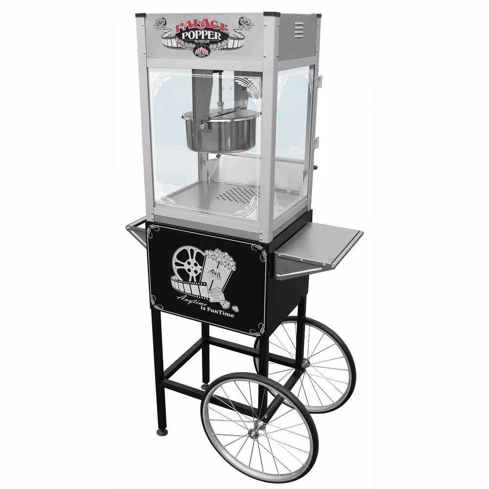 Funtime Palace 16 oz. Stainless Steel Hot Oil Popcorn Popper Machine with Cart