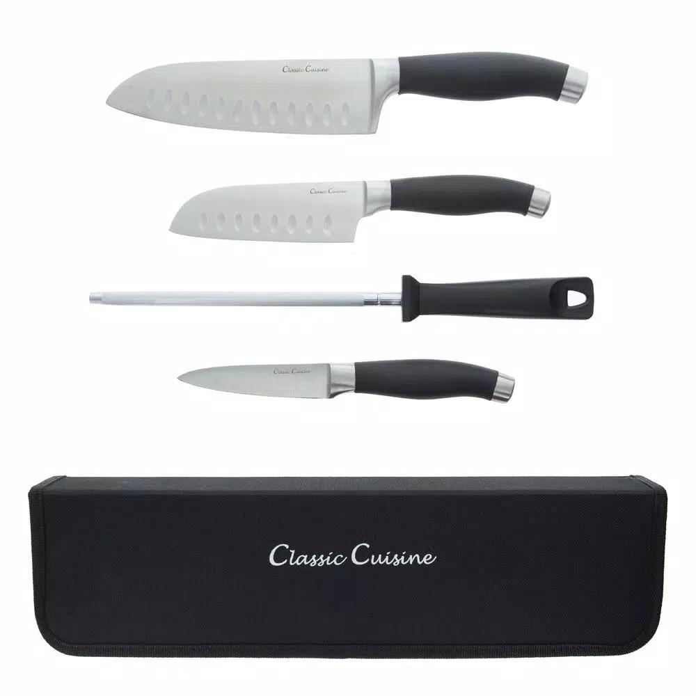Trademark Classic Cuisine 5-Piece Stainless Steel Knife Set with Nylon Carry Bag