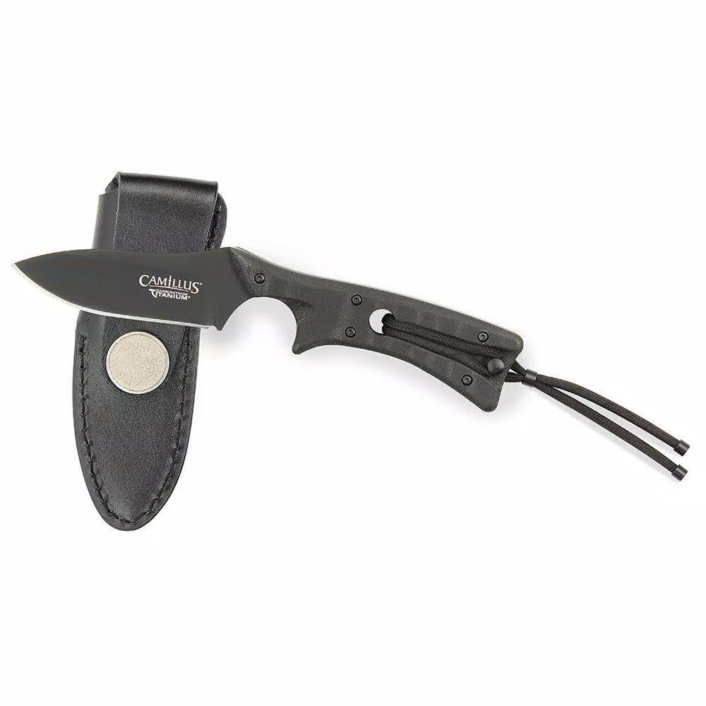 Camillus Tyrant 3 in. D2 Steel Drop Point Fixed Blade Knife with Built-in Sharpener