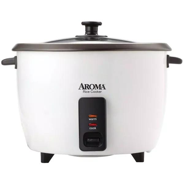 AROMA 32-Cup White Rice Cooker and Slow Cooker with Steam Tray