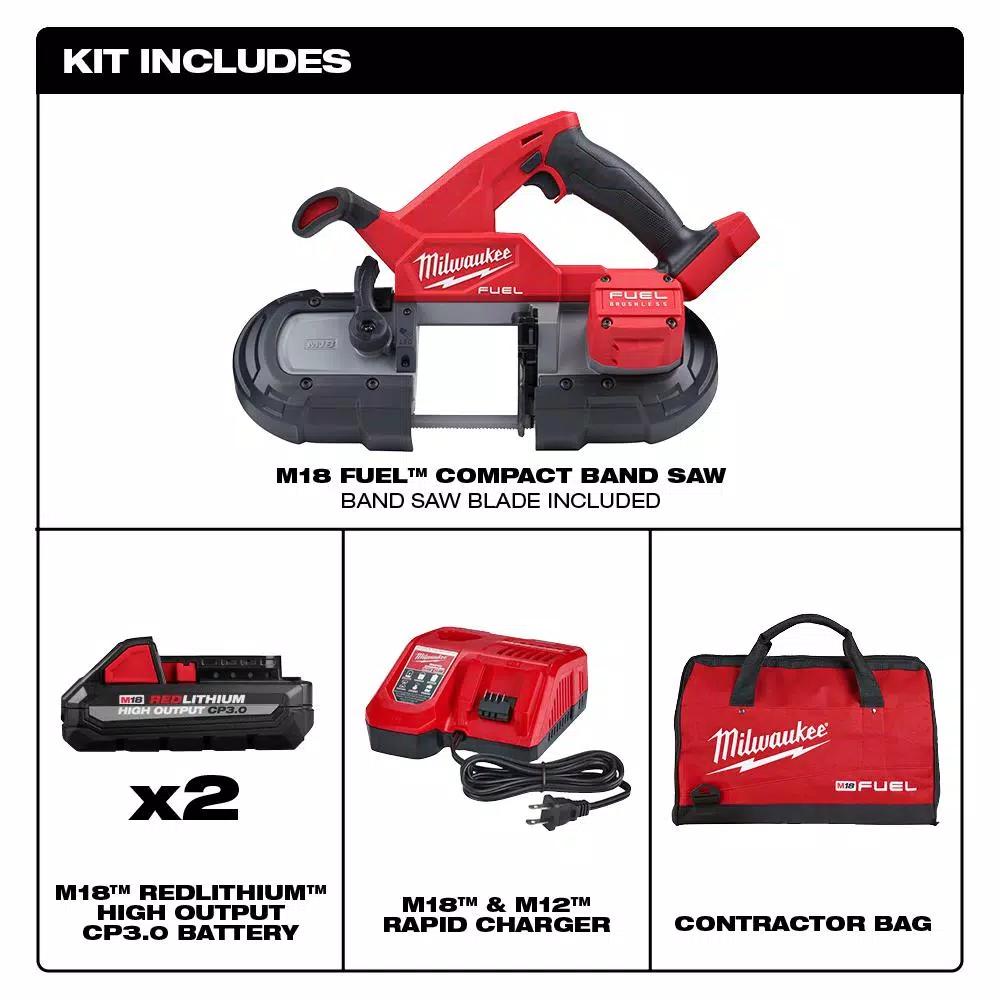 Milwaukee M18 FUEL 18V Brushless Cordless Compact Band Saw Kit with Two 3.0 Ah Batteries