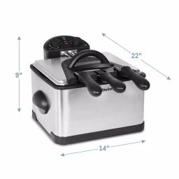 Elite 4 Qt. Dual Basket Deep Fryer with Extra-Large Bonus Basket, Brushed Stainless Steel, 1700W thumbnail 6
