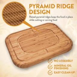Unbranded Bambsi Bamboo Meat Carving Board with Pyramid Design and Juice Groove, Reversible Large Cutting Board thumbnail 6