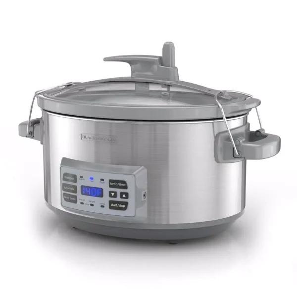 BLACK+DECKER 7 Qt. Stainless Steel Digital Slow Cooker with Temperature Probe and Sous-Vide Function