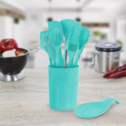 MegaChef 12-Piece Light Teal Silicone Kitchen Utensil Set thumbnail 6