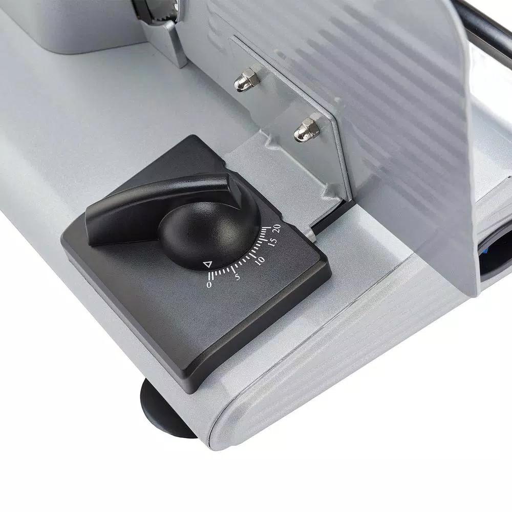 LEM Belt Driven 7.5 in. Stainless Steel Food Slicer, 150W, 0-20 mm Thickness