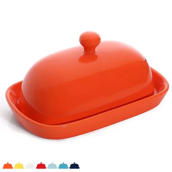 Sweese Porcelain Cute Butter Dish with Lid - Orange, 1 Piece