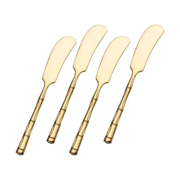 Wallace Bamboo Gold 4-Piece Stainless Steel Butter Spreader Set
