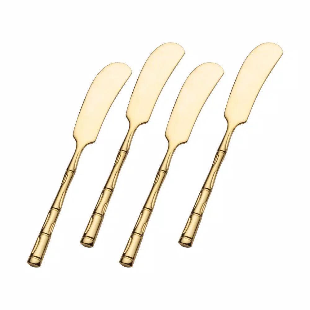 Wallace Bamboo Gold 4-Piece Stainless Steel Butter Spreader Set