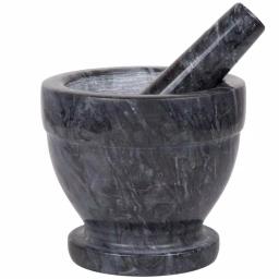 Creative Home Natural Black Marble Mortar and Pestle Set, 5-1/4 in. Stone Grinder for Spices and Herbs thumbnail 1