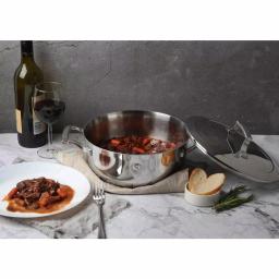 Saveur Selects 4 qt. Tri-Ply Stainless Steel Chef's Pan with Lid thumbnail 7