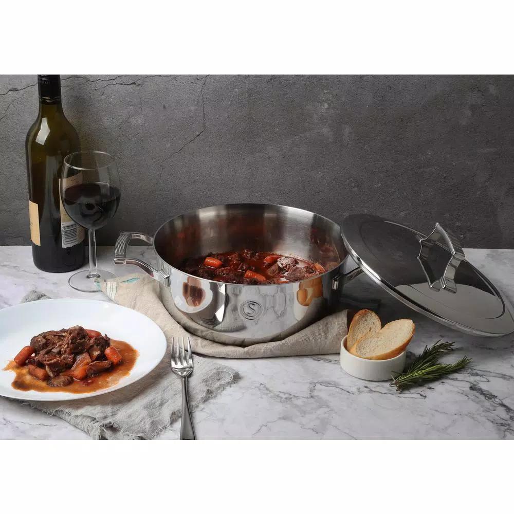 Saveur Selects 4 qt. Tri-Ply Stainless Steel Chef's Pan with Lid
