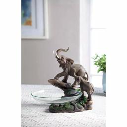 ORE International 10.5 in. Elephant Resin Candy Dish with Glass Bowl - Mother and Calf Sculpture thumbnail 1