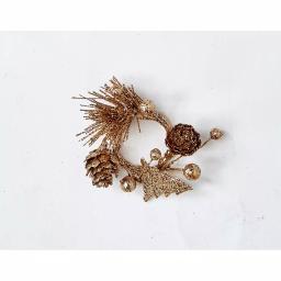 WORTH IMPORTS 1.25" Glitter Champagne Christmas Candle Rings with Pinecone and Tree Accents (Set of 12) thumbnail 1