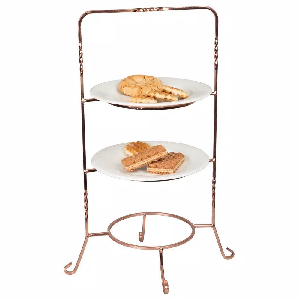 Creative Home 3-Tier Copper Plated Cake Stand & Dessert Display Rack, Handcrafted Iron Tiered Serving Tray